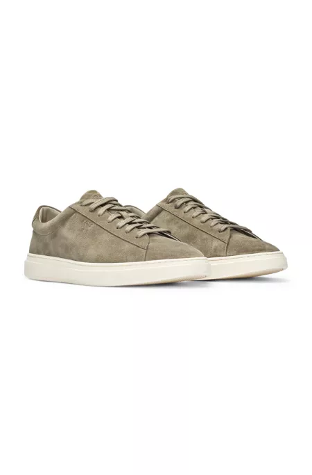 Suede trainers with rubber outsole