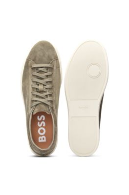 Suede trainers with rubber outsole, Light Green