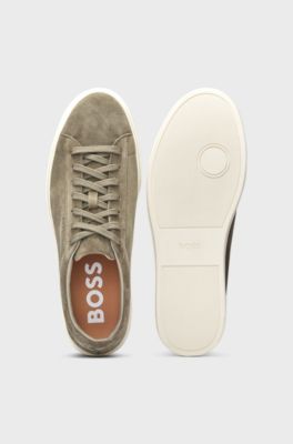 Suede trainers with rubber outsole, Light Green