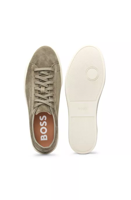 Suede trainers with rubber outsole