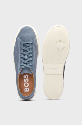 Suede trainers with rubber outsole, Light Blue