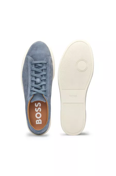 Suede trainers with rubber outsole