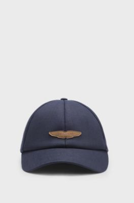 BOSS x ASTON MARTIN cap in linen with logo patch, Dark Blue