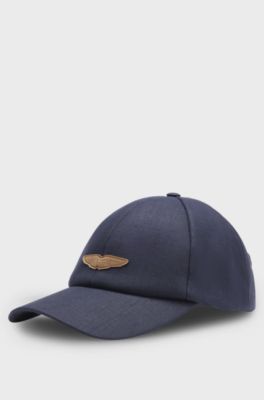BOSS x ASTON MARTIN cap in linen with logo patch, Dark Blue