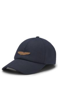 BOSS x ASTON MARTIN cap in linen with logo patch, Dark Blue