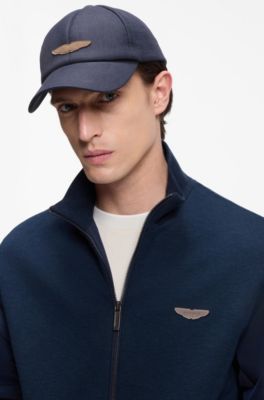 BOSS x ASTON MARTIN cap in linen with logo patch, Dark Blue