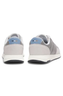 Trainers with faux suede and padded mesh, Light Grey