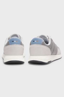 Trainers with faux suede and padded mesh, Light Grey