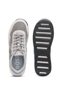 Trainers with faux suede and padded mesh, Light Grey