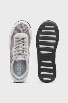 Trainers with faux suede and padded mesh, Light Grey