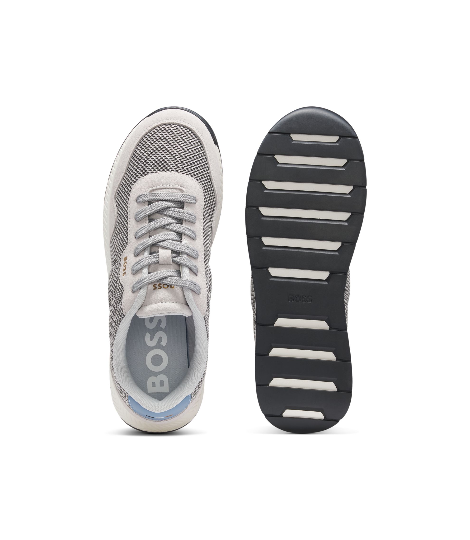 BOSS レザースニーカー パデッドカラー BOSS - スニーカー フェイクスエード/パデッドメッシュ - ライト