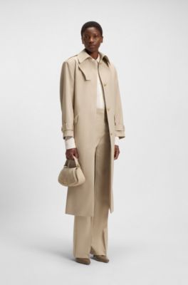 Slim-fit blouse in matte jersey, Natural