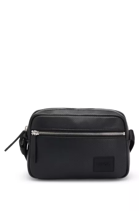 Crossbody bag in perforated faux leather