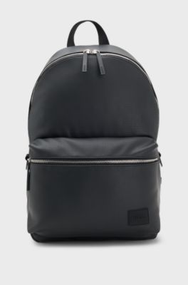 Backpack in perforated faux leather, Black
