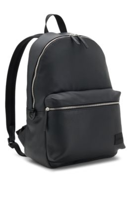 Backpack in perforated faux leather, Black
