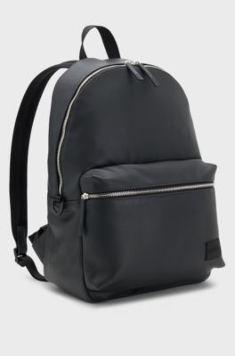 Backpack in perforated faux leather, Black