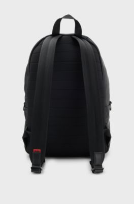 Backpack in perforated faux leather, Black
