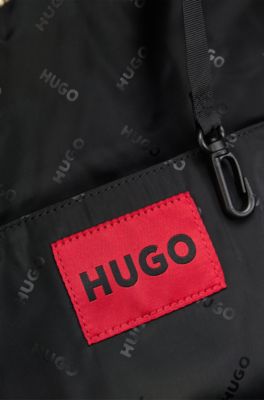 Backpack in perforated faux leather, Black