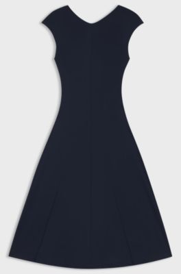 Sleeveless dress in matte jersey with seaming details, Dark Blue