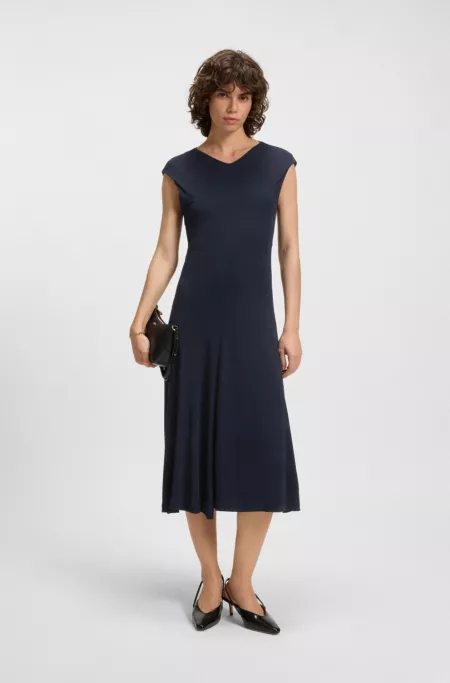 Sleeveless dress in matte jersey with seaming details