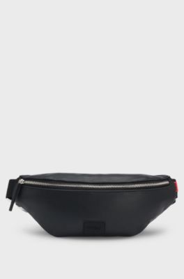 Belt bag in perforated faux leather, Black