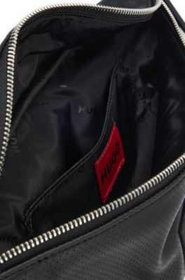 Belt bag in perforated faux leather, Black