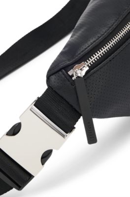 Belt bag in perforated faux leather, Black