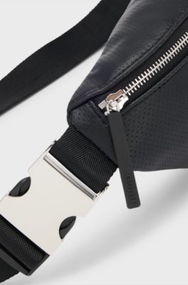 Belt bag in perforated faux leather, Black