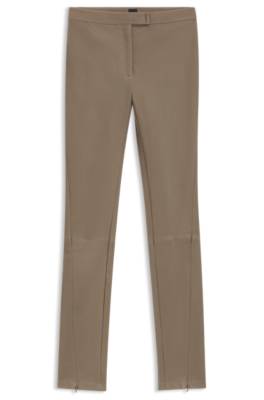 Leather leggings with logo-hook closure 1