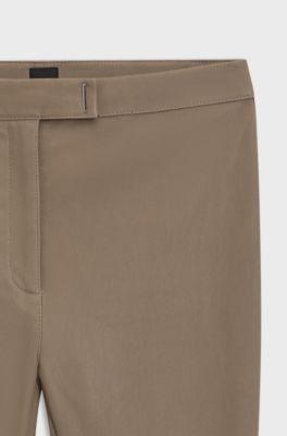 Leather leggings with logo-hook closure, Light Brown