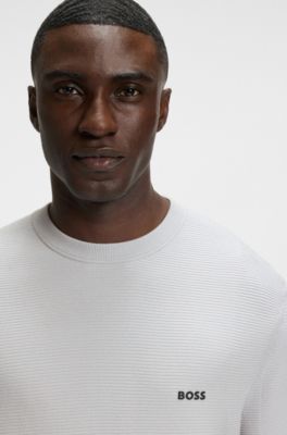 Rib-knit sweater with logo detail, Light Grey
