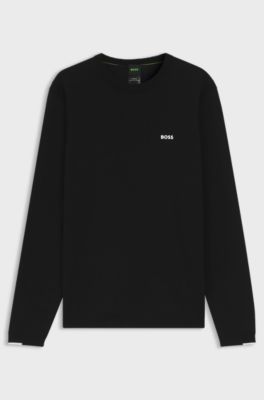 Pull en coton avec d&eacute;tails contrastants, Noir