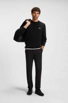 Maglione in cotone con dettagli a contrasto, Nero