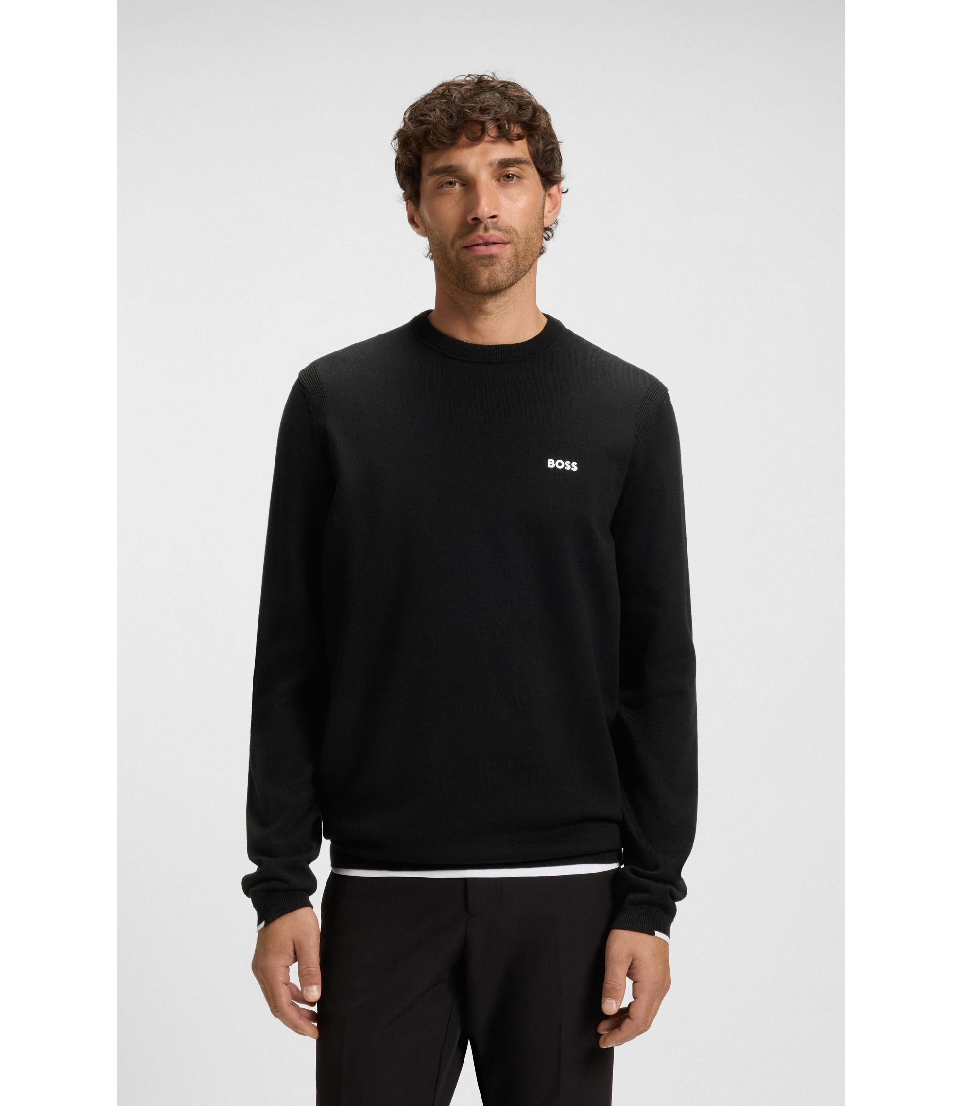 トップス kohh BOSS - Cotton sweater with contrast details - Black