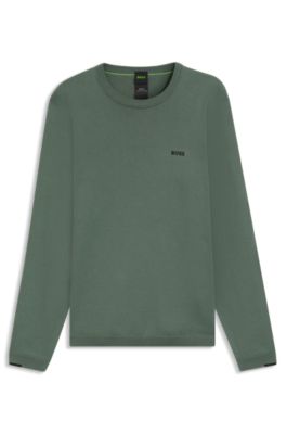 Cotton sweater with contrast details, Green