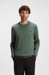 Cotton sweater with contrast details, Green