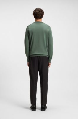 Cotton sweater with contrast details, Green