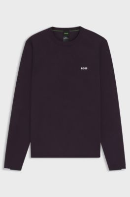 Cotton sweater with contrast details, Dark Purple