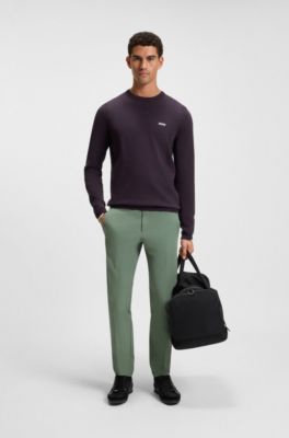 Cotton sweater with contrast details, Dark Purple