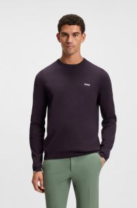 Cotton sweater with contrast details, Dark Purple