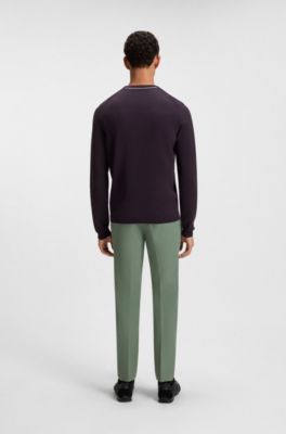 Pull en coton avec d&eacute;tails contrastants, Violet fonc&eacute;