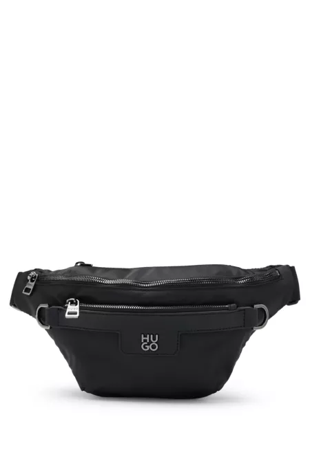 Twill belt bag with metallic stacked logo