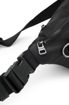 ツイル ベルトバッグ メタリックスタックロゴ, ブラック