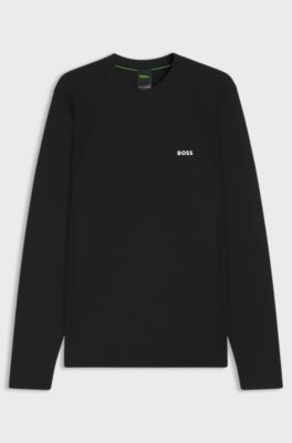 Cotton-blend sweater with body-mapping and contrast logo, Black