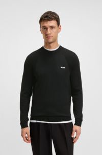 Cotton-blend sweater with body-mapping and contrast logo, Black