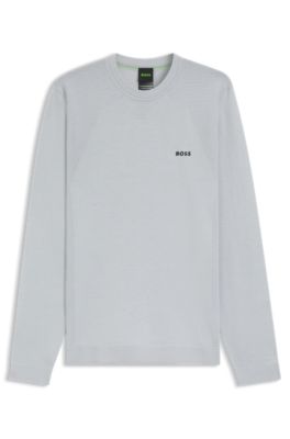 Cotton-blend sweater with body-mapping and contrast logo, Light Grey