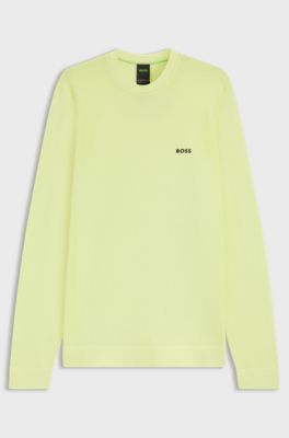 Cotton-blend sweater with body-mapping and contrast logo, Light Green