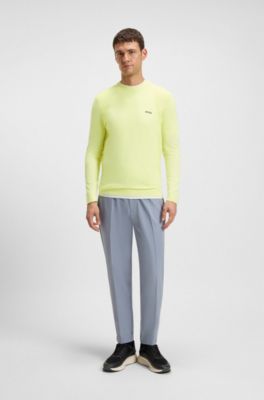 Cotton-blend sweater with body-mapping and contrast logo, Light Green