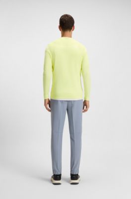 Cotton-blend sweater with body-mapping and contrast logo, Light Green