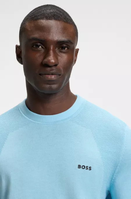 Cotton-blend sweater with body-mapping and contrast logo